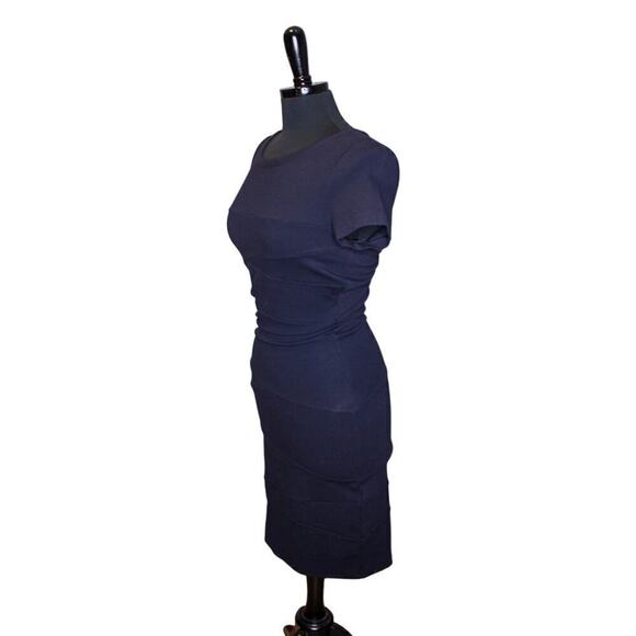 Diane Von Furstenberg Dress Short Sleeve Midi Bodycon Blue Black Size 4 - Picture 2 of 4